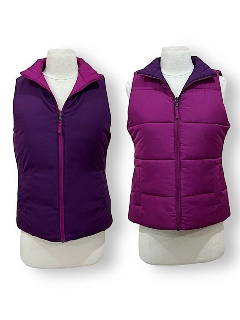 Merona Reversible Purple Fuchsia Puffer Vest Size Small
